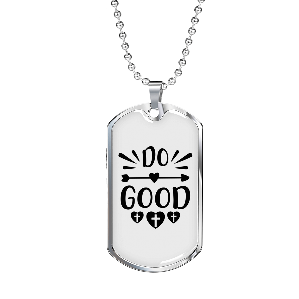 Let's Do Good Christian Necklace Stainless Steel or 18k Gold Dog Tag 24" Chain-Express Your Love Gifts
