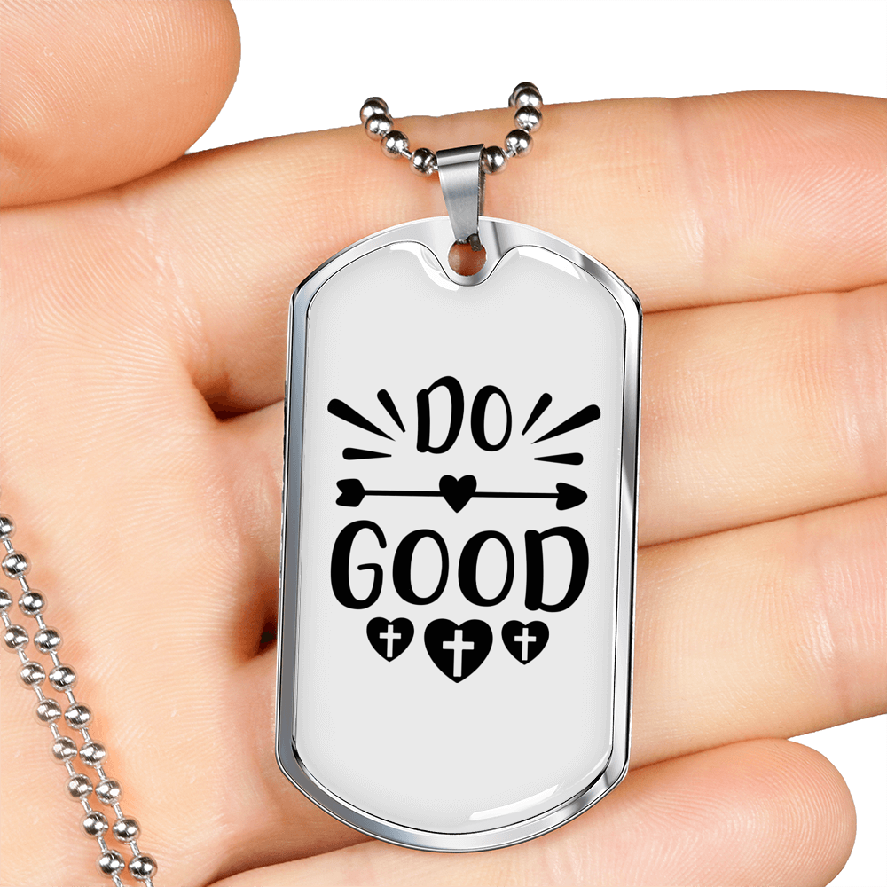 Let's Do Good Christian Necklace Stainless Steel or 18k Gold Dog Tag 24" Chain-Express Your Love Gifts