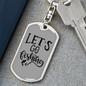 Let'S Go Fishing Keychain Stainless Steel or 18k Gold Dog Tag Keyring-Express Your Love Gifts