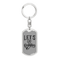 Let'S Go Fishing Keychain Stainless Steel or 18k Gold Dog Tag Keyring-Express Your Love Gifts