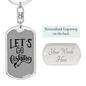 Let'S Go Fishing Keychain Stainless Steel or 18k Gold Dog Tag Keyring-Express Your Love Gifts