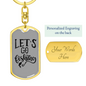 Let'S Go Fishing Keychain Stainless Steel or 18k Gold Dog Tag Keyring-Express Your Love Gifts