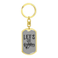 Let'S Go Fishing Keychain Stainless Steel or 18k Gold Dog Tag Keyring-Express Your Love Gifts