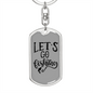 Let'S Go Fishing Keychain Stainless Steel or 18k Gold Dog Tag Keyring-Express Your Love Gifts