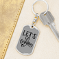 Let'S Go Fishing Keychain Stainless Steel or 18k Gold Dog Tag Keyring-Express Your Love Gifts