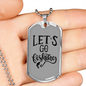 Let'S Go Fishing Necklace Stainless Steel or 18k Gold Dog Tag 24" Chain-Express Your Love Gifts