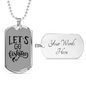 Let'S Go Fishing Necklace Stainless Steel or 18k Gold Dog Tag 24" Chain-Express Your Love Gifts