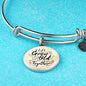 Let'S Grow Old Together Circle Pendant Bangle Stainless Steel or 18k Gold 18-22"-Express Your Love Gifts