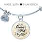 Let'S Grow Old Together Circle Pendant Bangle Stainless Steel or 18k Gold 18-22"-Express Your Love Gifts