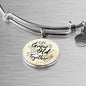 Let'S Grow Old Together Circle Pendant Bangle Stainless Steel or 18k Gold 18-22"-Express Your Love Gifts