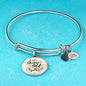 Let'S Grow Old Together Circle Pendant Bangle Stainless Steel or 18k Gold 18-22"-Express Your Love Gifts