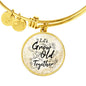 Let'S Grow Old Together Circle Pendant Bangle Stainless Steel or 18k Gold 18-22"-Express Your Love Gifts