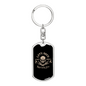 Let'S Rock Skull Biker Keychain Stainless Steel or 18k Gold Dog Tag Keyring-Express Your Love Gifts