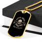 Let'S Rock Skull Biker Necklace Stainless Steel or 18k Gold Dog Tag 24"-Express Your Love Gifts