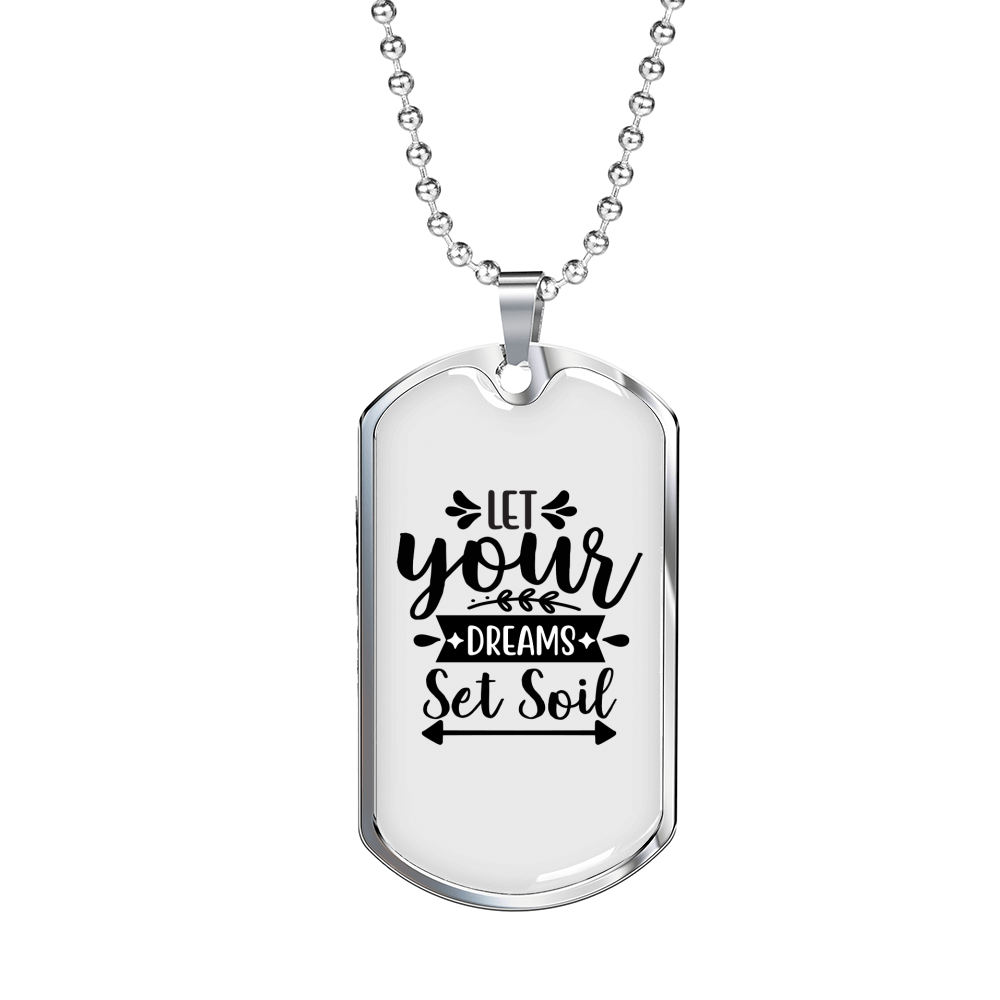 Let Your Dreams Christian Necklace Stainless Steel or 18k Gold Dog Tag 24" Chain-Express Your Love Gifts