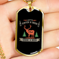 Lets Catch A Deer Hunting Necklace Stainless Steel or 18k Gold Dog Tag 24"-Express Your Love Gifts