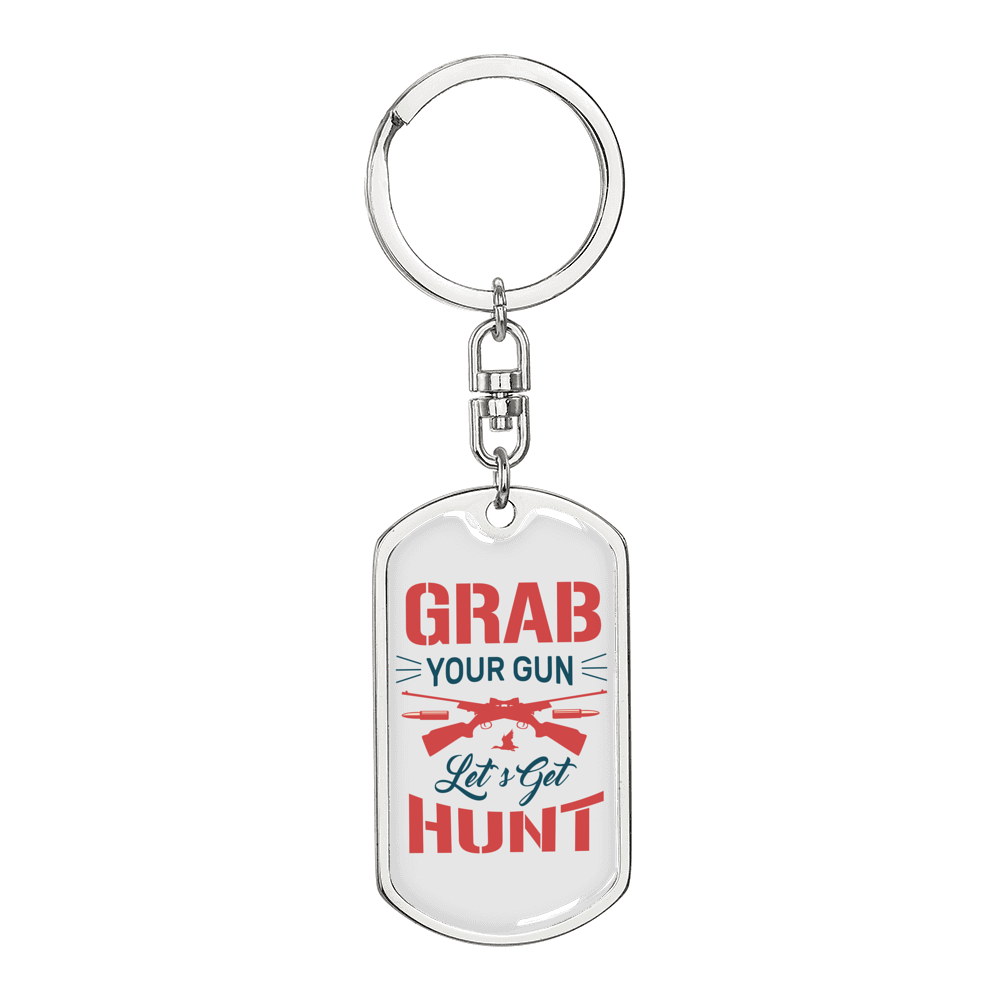 Lets Get Hunt Hunter'S Keychain Gift Stainless Steel or 18k Gold Dog Tag Keyring-Express Your Love Gifts