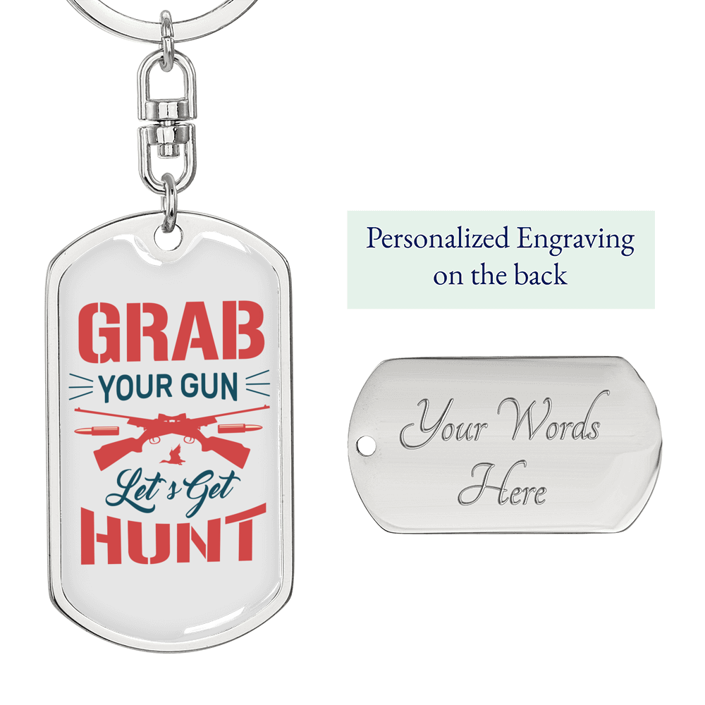 Lets Get Hunt Hunter'S Keychain Gift Stainless Steel or 18k Gold Dog Tag Keyring-Express Your Love Gifts