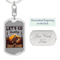 Lets Go Hunting Enjoy Living Hunter'S Keychain Gift Stainless Steel or 18k Gold Dog Tag Keyring-Express Your Love Gifts