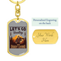 Lets Go Hunting Enjoy Living Hunter'S Keychain Gift Stainless Steel or 18k Gold Dog Tag Keyring-Express Your Love Gifts