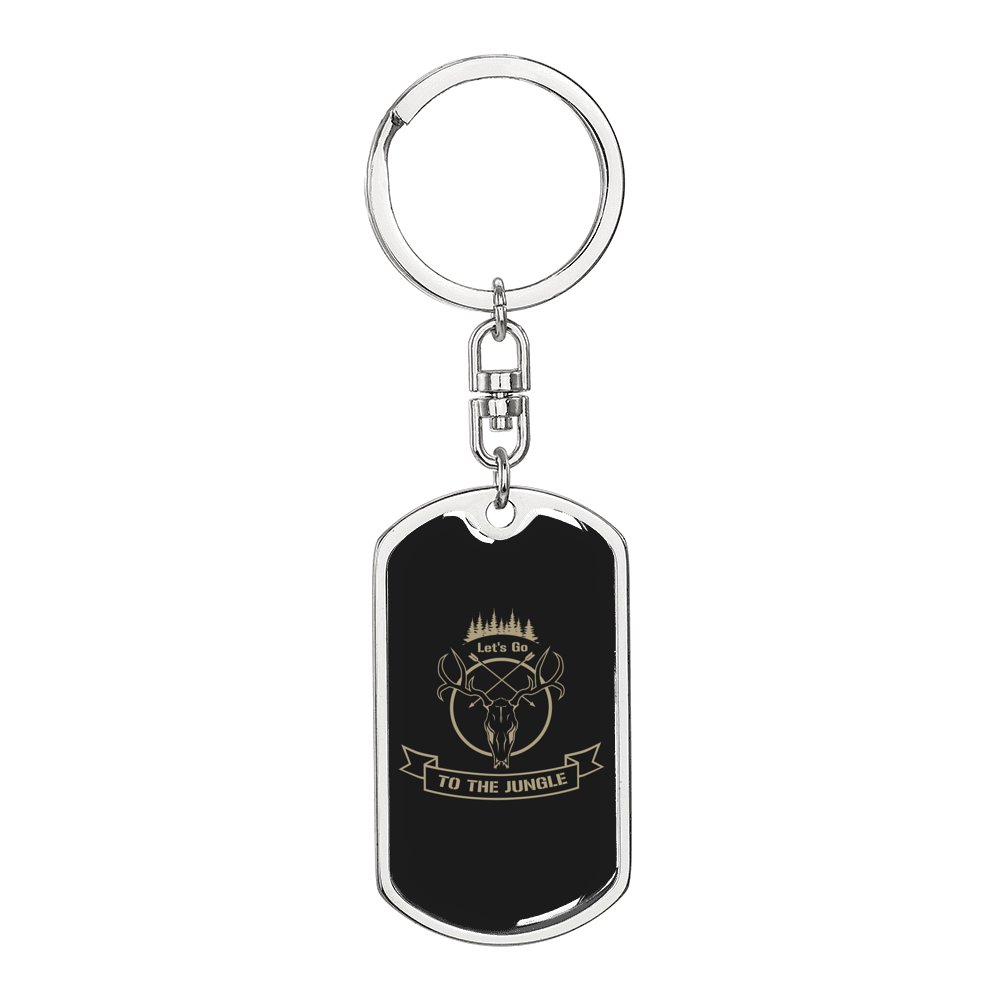 Lets Go To The Jungle Hunter'S Keychain Gift Stainless Steel or 18k Gold Dog Tag Keyring-Express Your Love Gifts