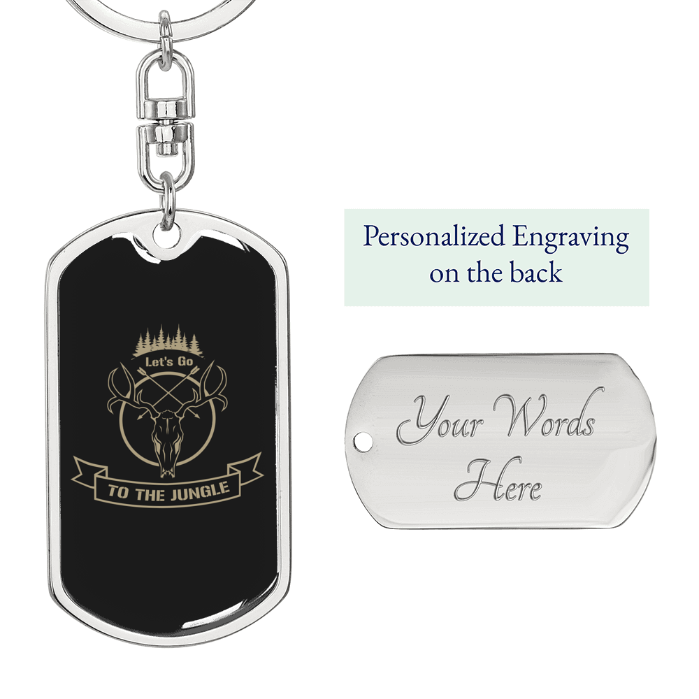 Lets Go To The Jungle Hunter'S Keychain Gift Stainless Steel or 18k Gold Dog Tag Keyring-Express Your Love Gifts