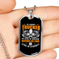 Level Of Stupidity Grumpy Trucker Dog Tag Stainless Steel or 18k Gold 24" Chain-Express Your Love Gifts
