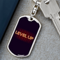 Level Up Gambler Keychain Stainless Steel or 18k Gold Dog Tag Keyring-Express Your Love Gifts
