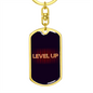 Level Up Gambler Keychain Stainless Steel or 18k Gold Dog Tag Keyring-Express Your Love Gifts