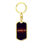 Level Up Gambler Keychain Stainless Steel or 18k Gold Dog Tag Keyring-Express Your Love Gifts
