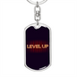 Level Up Gambler Keychain Stainless Steel or 18k Gold Dog Tag Keyring-Express Your Love Gifts