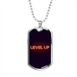 Level Up Gambler Necklace Stainless Steel or 18k Gold Dog Tag 24" Chain-Express Your Love Gifts