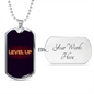 Level Up Gambler Necklace Stainless Steel or 18k Gold Dog Tag 24" Chain-Express Your Love Gifts