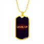 Level Up Gambler Necklace Stainless Steel or 18k Gold Dog Tag 24" Chain-Express Your Love Gifts