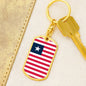 Liberia Flag Keychain Dog Tag Stainless Steel or 18k Gold-Express Your Love Gifts
