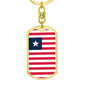 Liberia Flag Keychain Dog Tag Stainless Steel or 18k Gold-Express Your Love Gifts