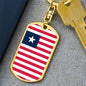 Liberia Flag Keychain Dog Tag Stainless Steel or 18k Gold-Express Your Love Gifts