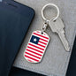 Liberia Flag Keychain Dog Tag Stainless Steel or 18k Gold-Express Your Love Gifts