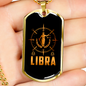 Libra Venus Zodiac Necklace Stainless Steel or 18k Gold Dog Tag 24" Chain-Express Your Love Gifts