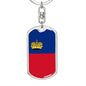 Liechtenstein Flag Keychain Dog Tag Stainless Steel or 18k Gold-Express Your Love Gifts