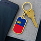 Liechtenstein Flag Keychain Dog Tag Stainless Steel or 18k Gold-Express Your Love Gifts