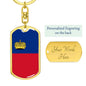 Liechtenstein Flag Keychain Dog Tag Stainless Steel or 18k Gold-Express Your Love Gifts