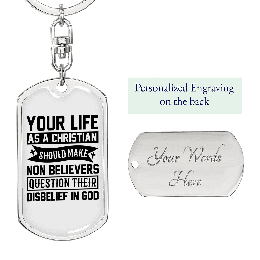 Life As A Christian Keychain Stainless Steel or 18k Gold Dog Tag Keyring-Express Your Love Gifts