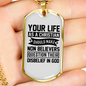 Life As Christian Necklace Stainless Steel or 18k Gold Dog Tag 24" Chain-Express Your Love Gifts
