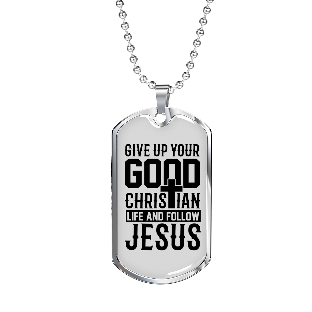 Life Follow Jesus Necklace Stainless Steel or 18k Gold Dog Tag 24" Chain-Express Your Love Gifts
