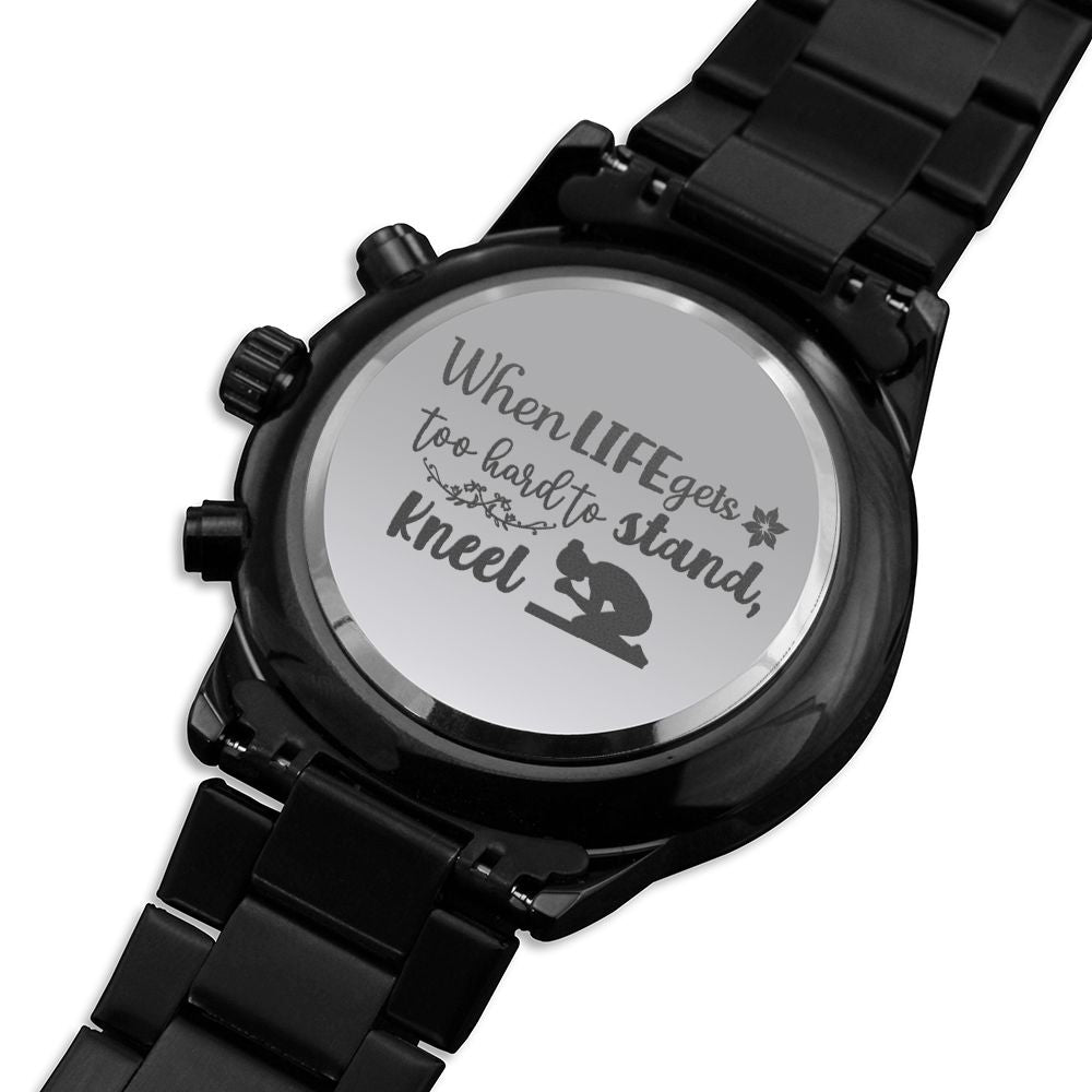Life Gets Hard Engraved Bible Verse Men's Watch Multifunction Stainless Steel W Copper Dial-Express Your Love Gifts