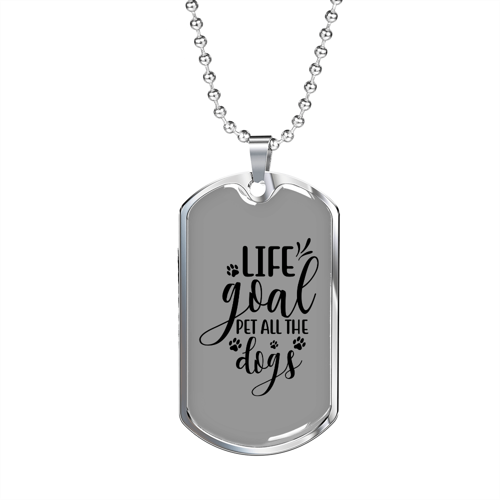 Life Goal Pet All Dogs Plain Necklace Stainless Steel or 18k Gold Dog Tag 24" Chain-Express Your Love Gifts