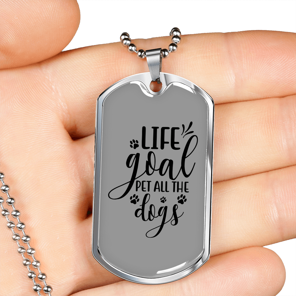 Life Goal Pet All Dogs Plain Necklace Stainless Steel or 18k Gold Dog Tag 24" Chain-Express Your Love Gifts
