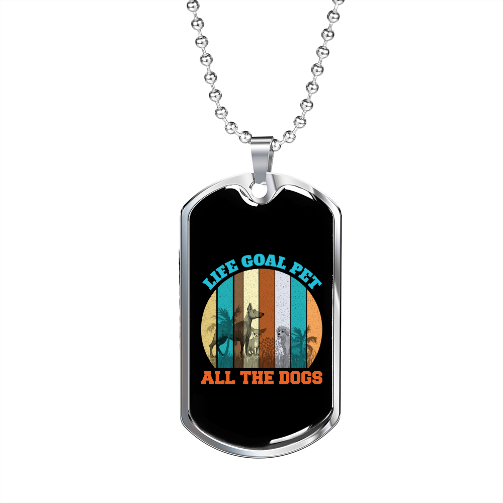 Life Goal Pet Necklace Stainless Steel or 18k Gold Dog Tag 24" Chain-Express Your Love Gifts