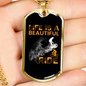 Life Is A Beautiful Ride Biker Necklace Stainless Steel or 18k Gold Dog Tag 24"-Express Your Love Gifts